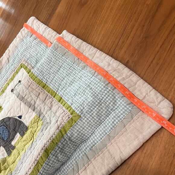 Pottery Barn Kids Comforter Crib Quilt Safari Zoo Animals Gingham - Picture 11 of 12